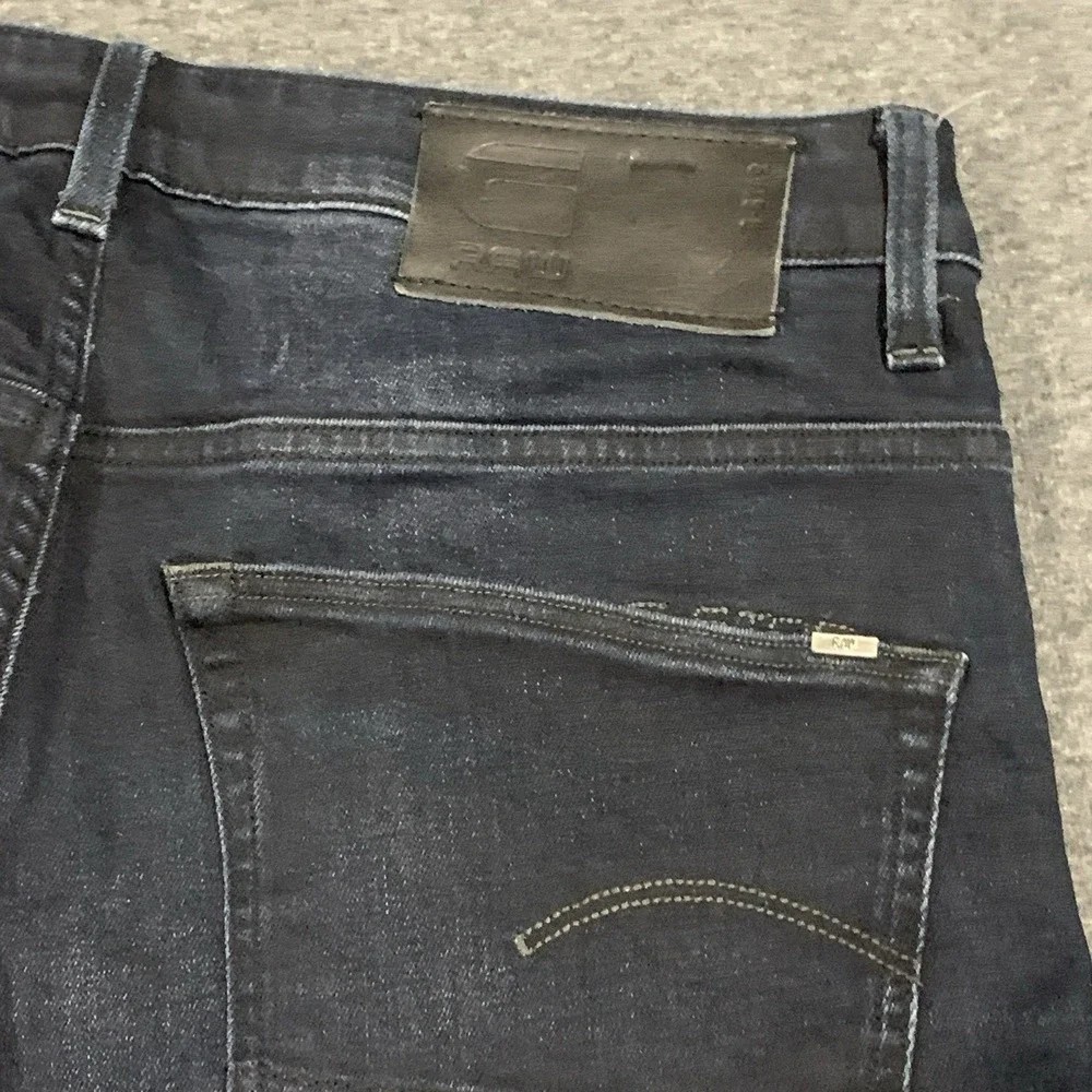 G-STAR Raw 3301 Slim Jeans Mens 32x30 Dark Wash Stretch Faded